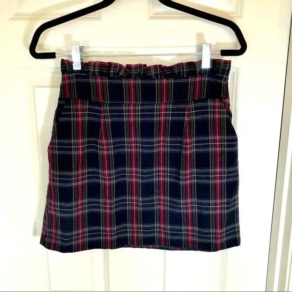 𝅺Gypsies & Moondust navy, red plaid‎ trendy school girl skirt size medium